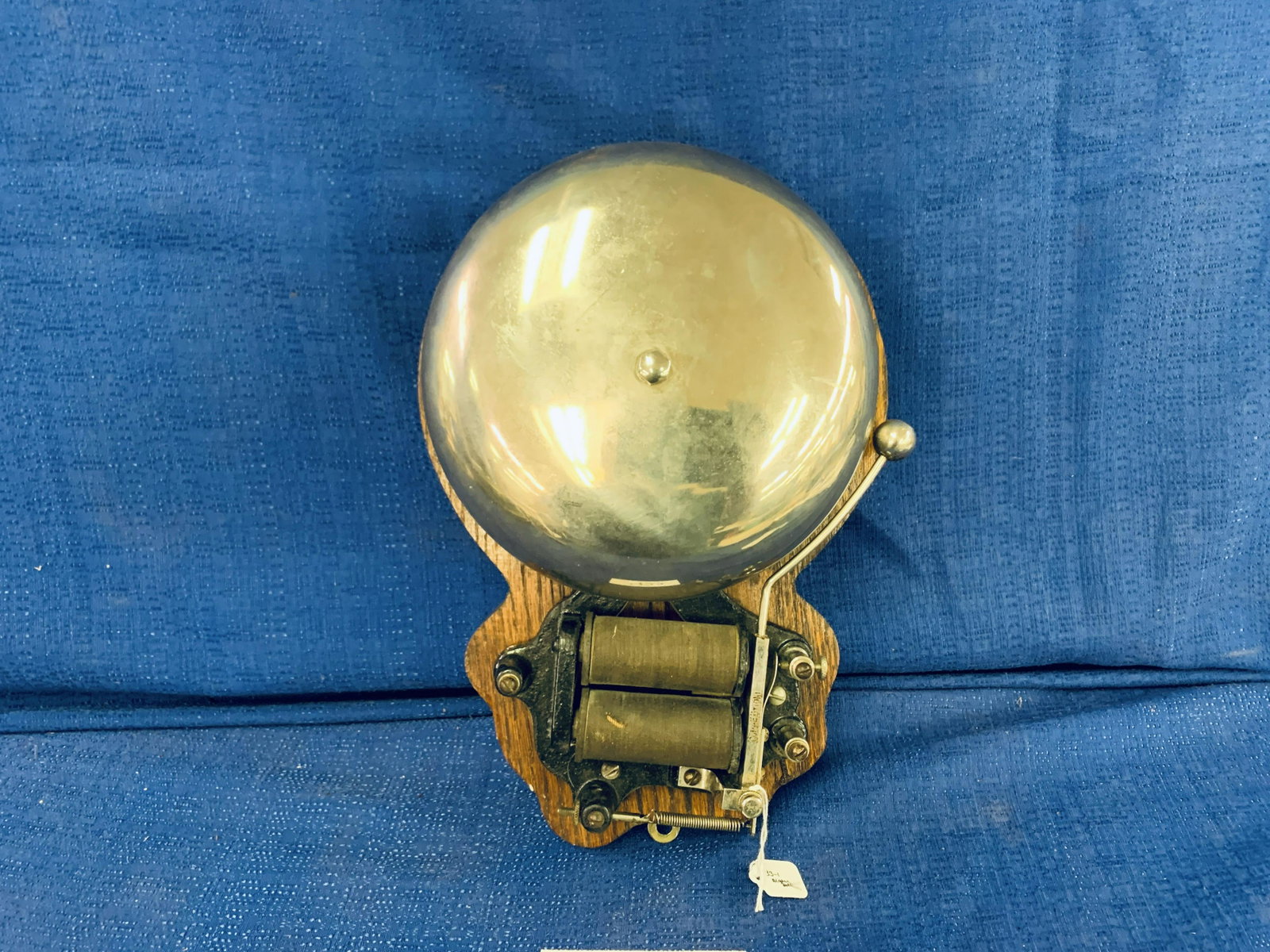 Alarm Bell Time Strike Silver/Nickel Clad: Alarm Bell Time Strike Silver/Nickel Clad, mounted on oak plate