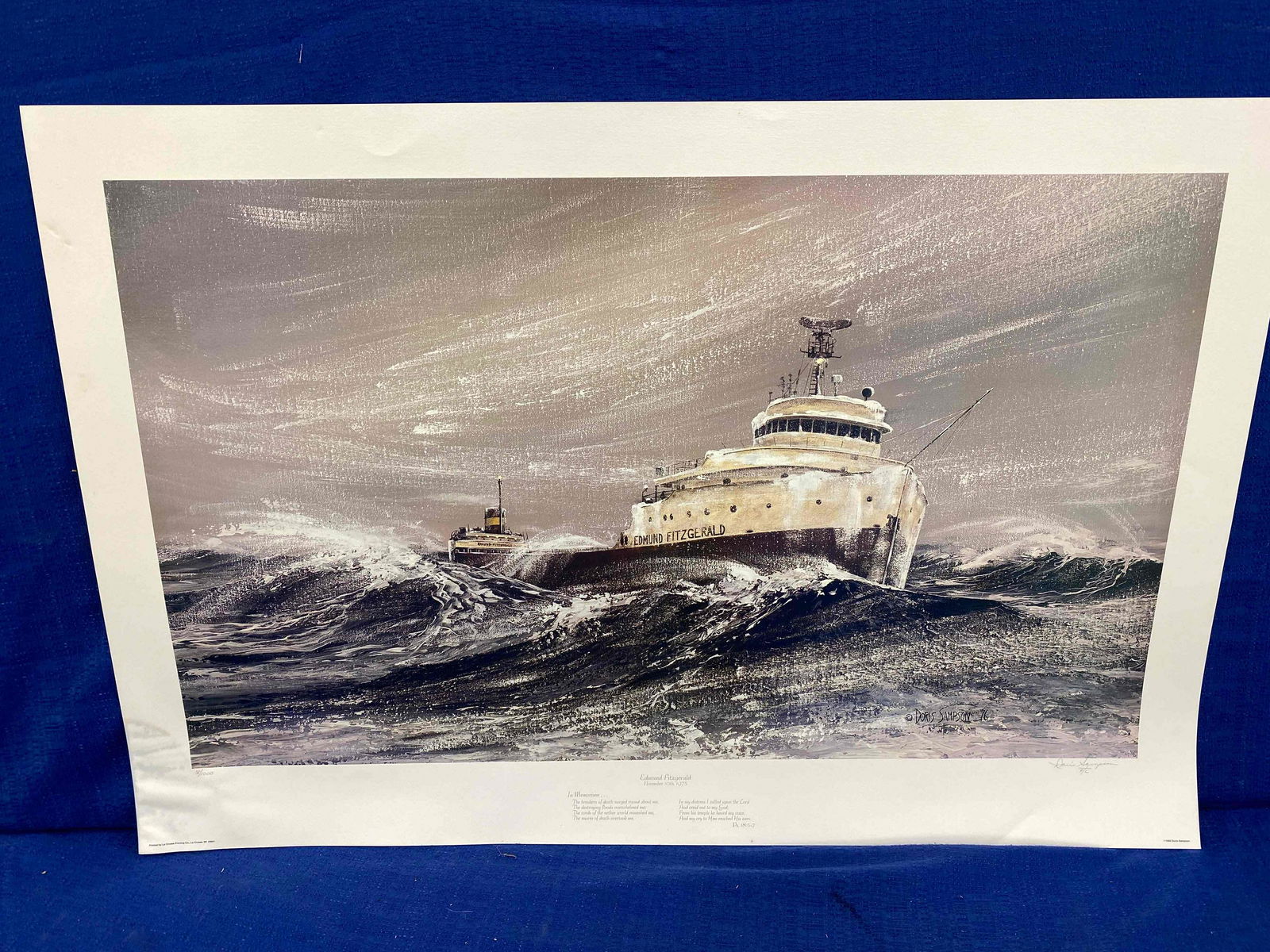 Unframed Signed Doris Sampson "Edmund Fitzgerald" Print (1 of 6)