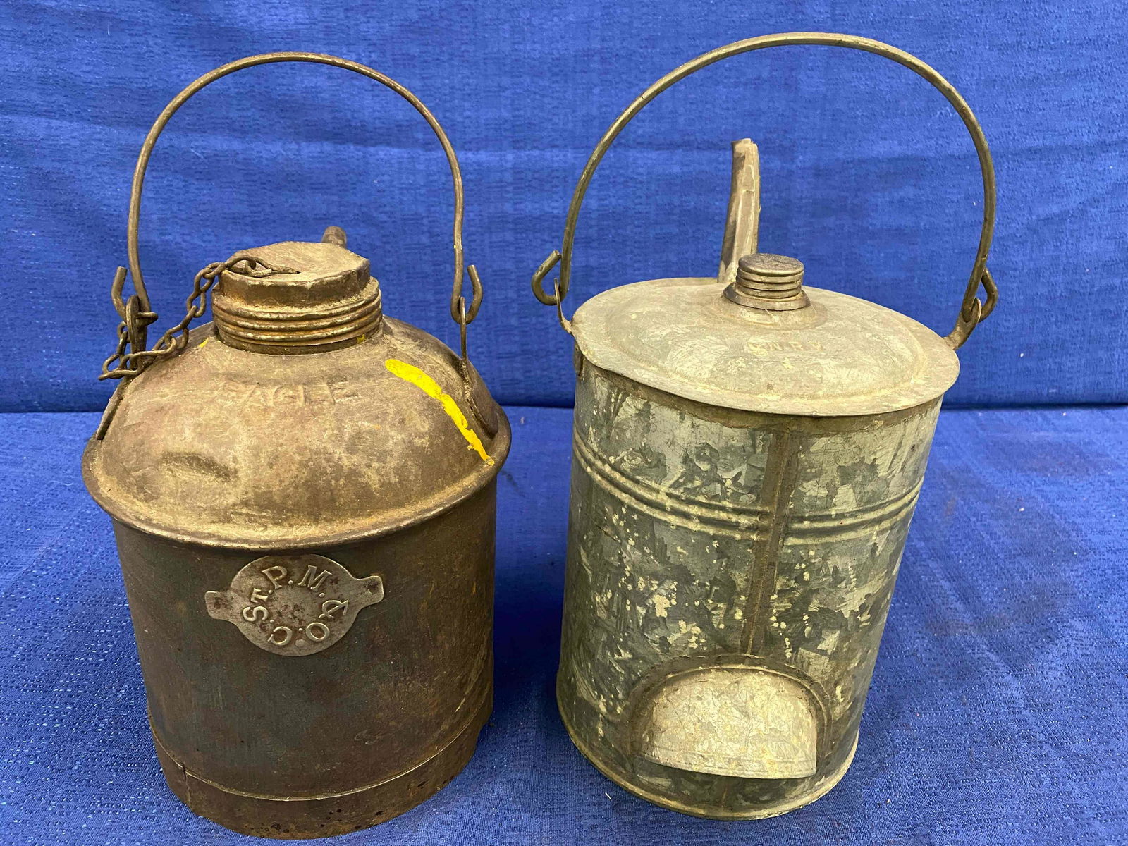 2 Antique Metal Railroad Pour Cans (1 of 8)