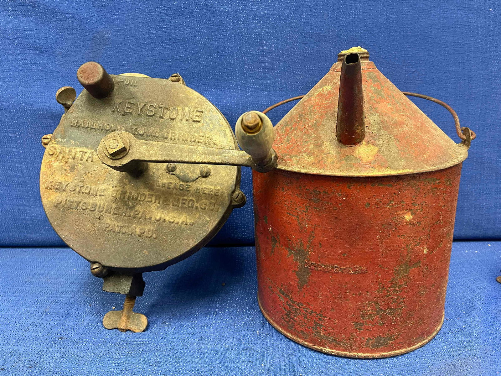 Santa Fe RR Railroad Bench Grinder; CCC& STL Oil Can (1 of 6)