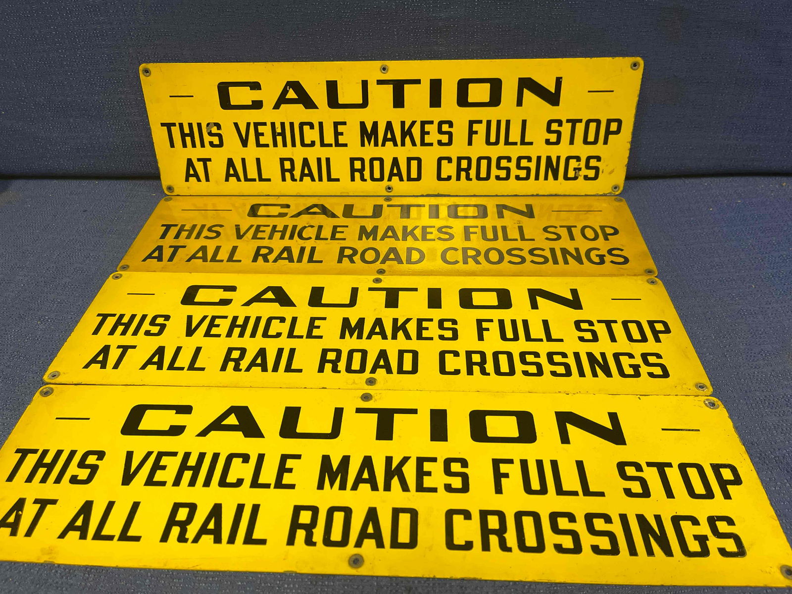4 Vehicle Stop/Caution Metal Signs (1 of 6)
