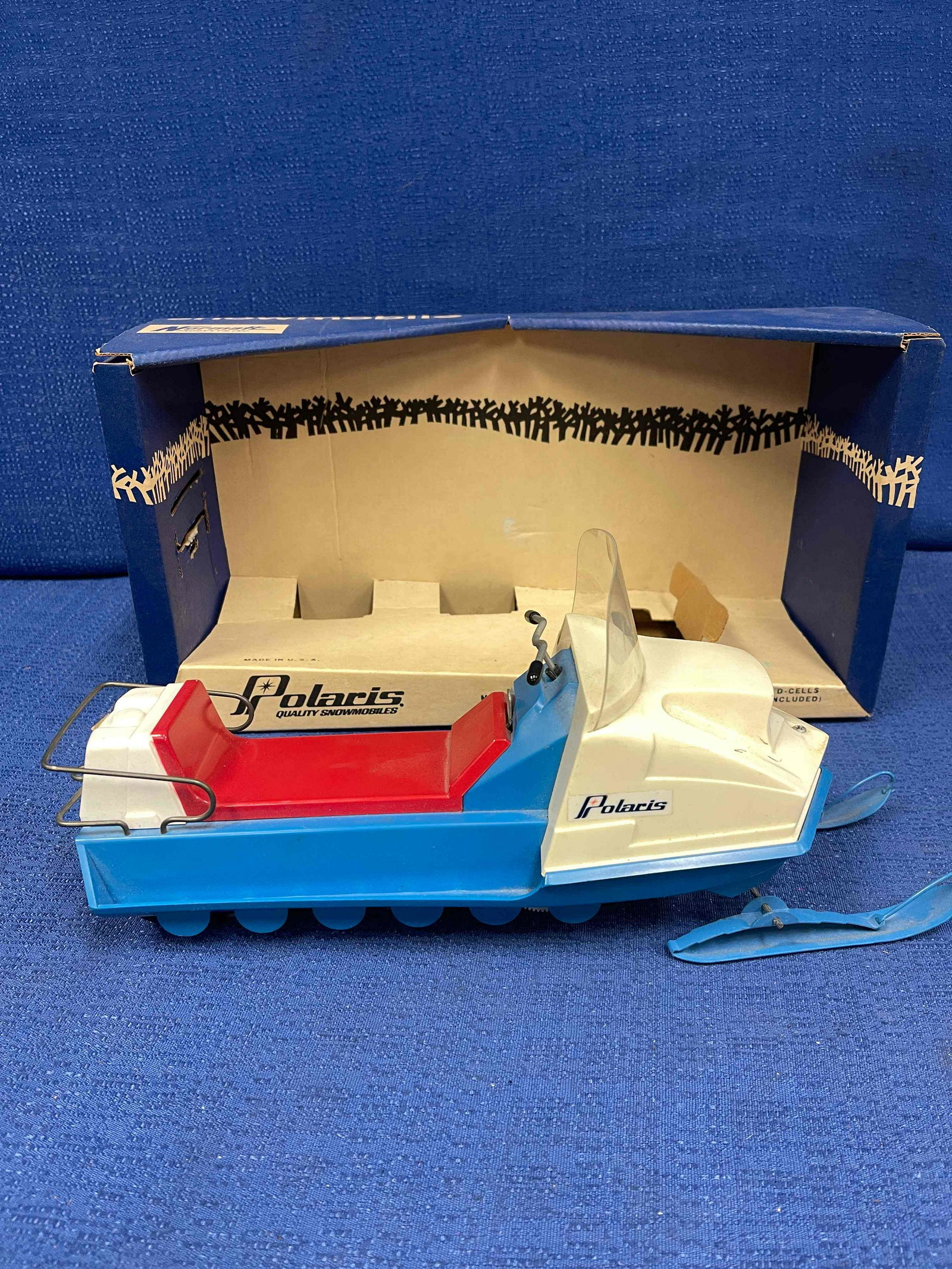 Vintage Normatt Polaris Toy Snowmobile: Normatt Polaris Mustang. Battery-powered snowmobile. NEW in original box. Normatt-Minnesota-U.S.A. Complete. Very nice toy!