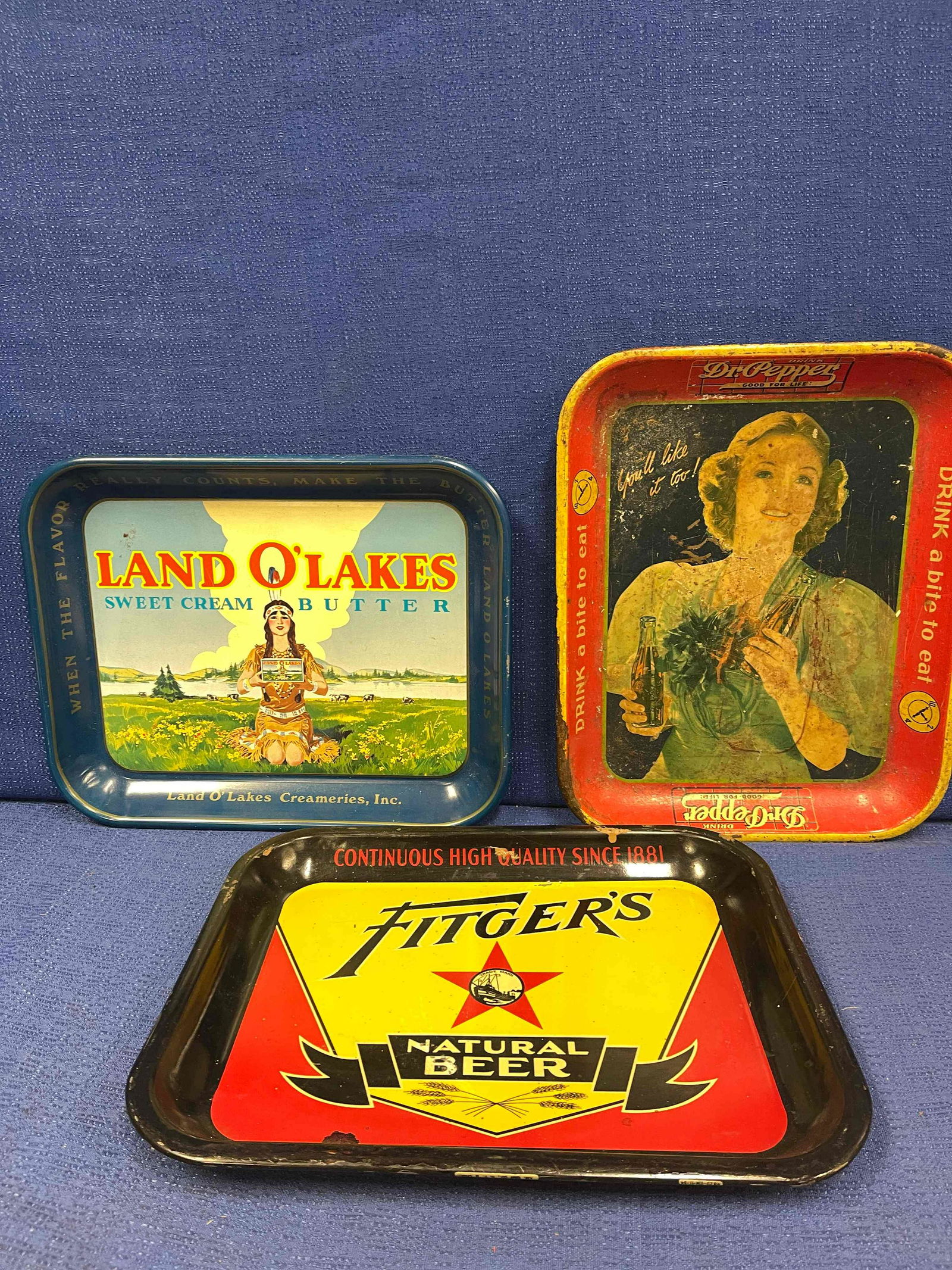 3 Vintage Metal Advertisement Trays (1 of 6)