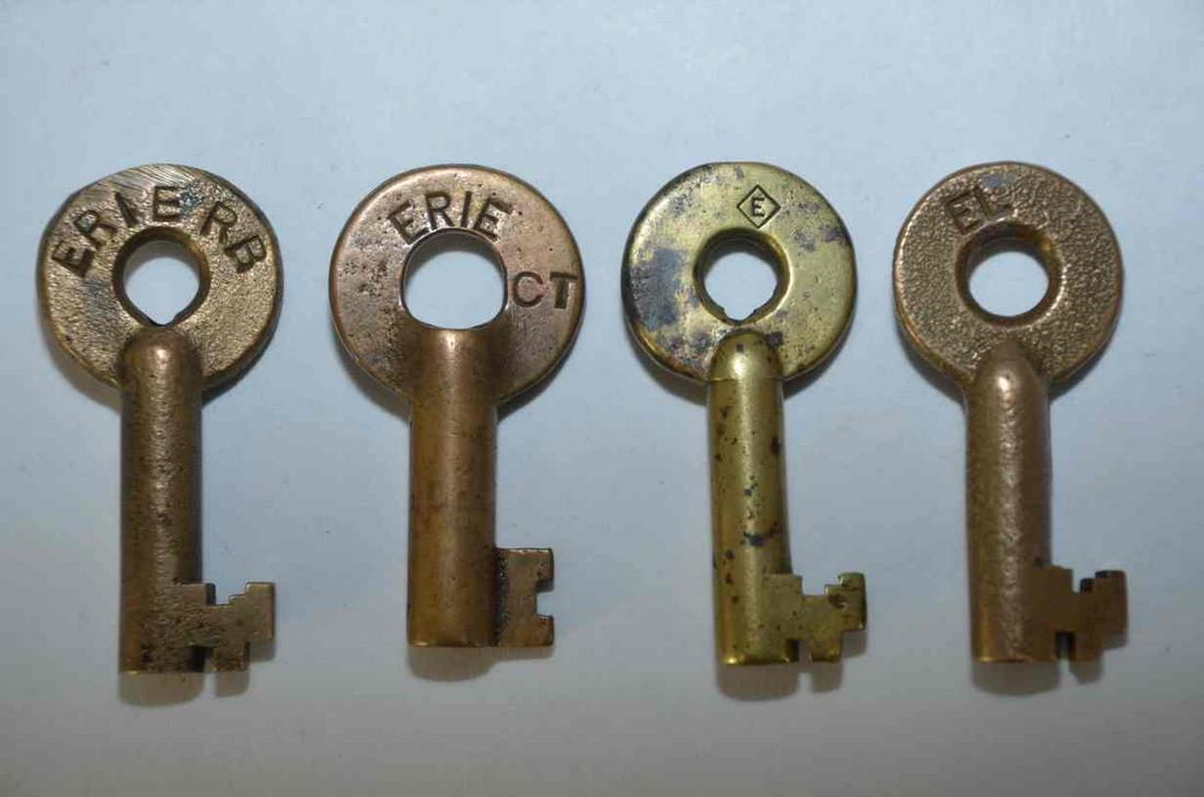 Erie/Erie Lackawanna RR Brass Key Lot-4 Keys (1 of 3)