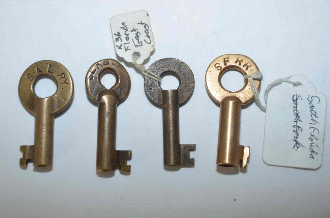 Southeastern USA RR Brass Key Lot-4 Keys (1 of 3)