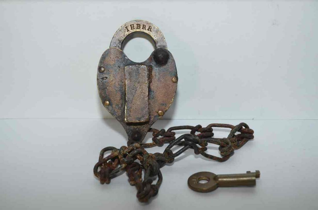 Indiana Harbor Belt RR Brass Lock with BNR Key (1 of 7)
