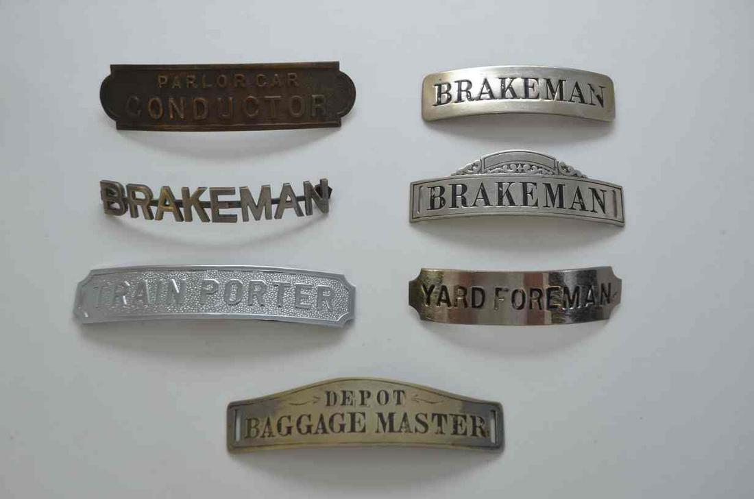 Seven Unmarked Railroad Badges (1 of 2)