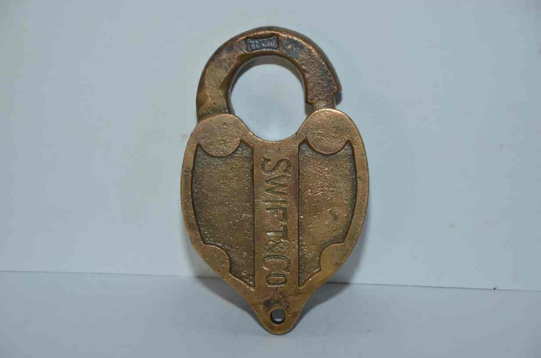 Swift and Company Brass RR Stockyard Lock (1 of 4)