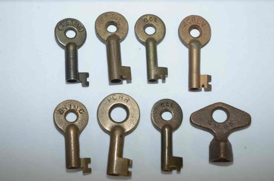 Eight Assorted RR Brass Keys (1 of 4)