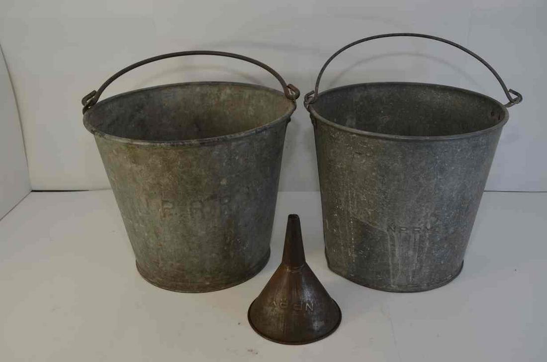 Two Northern Pacific RR Ash Pails and Funnel (1 of 9)