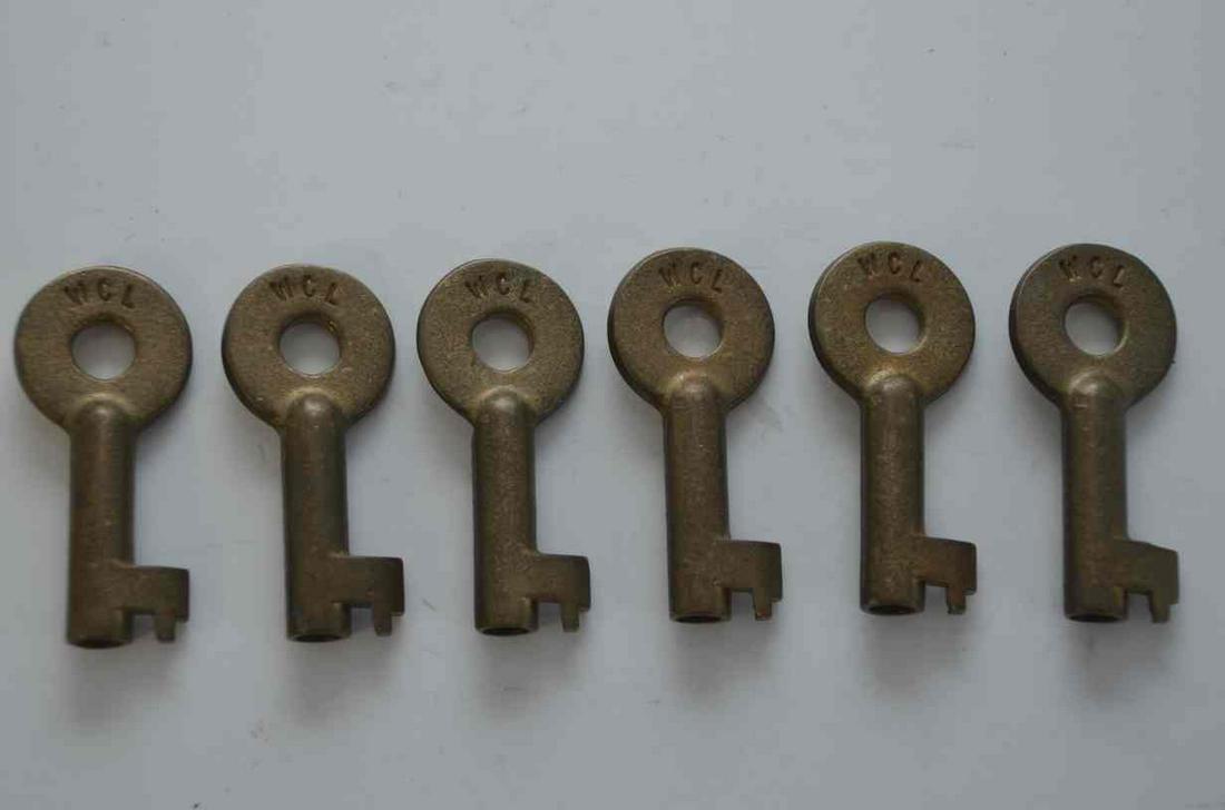 Six Wisconsin Central RR Brass Switch Keys (1 of 3)