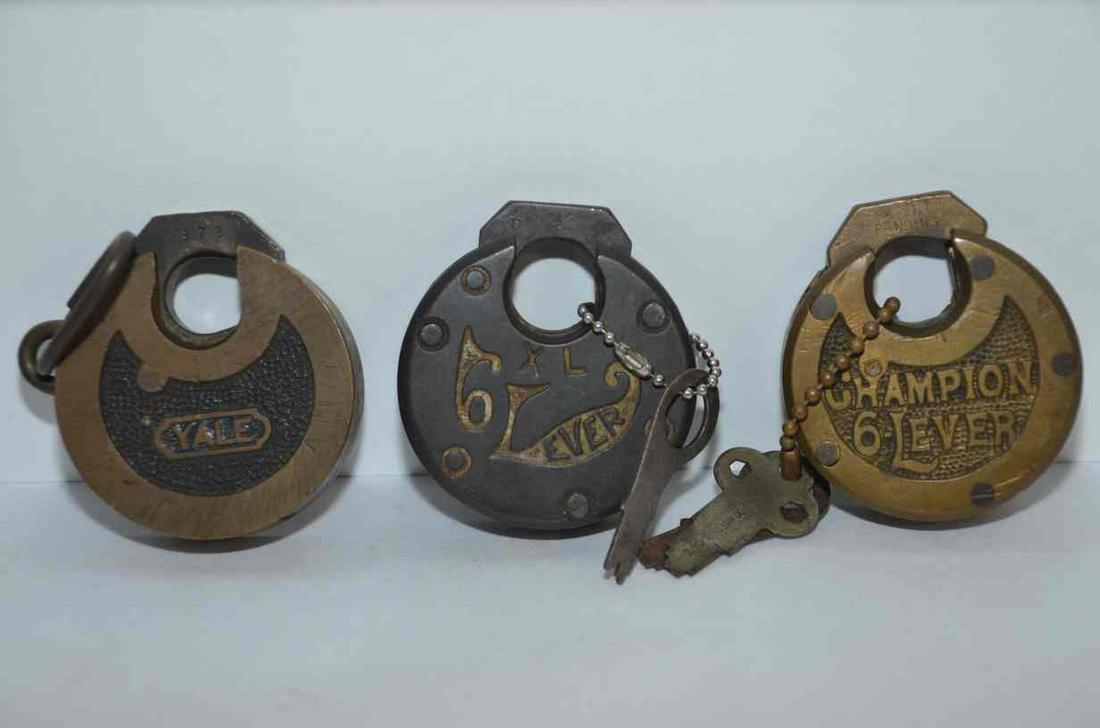 Pancake Six Lever Brass Locks-3 Different (1 of 2)