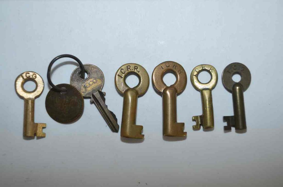 Illinois Central/Illinois Central Gulf RR Brass Key Lot-6 Keys (1 of 4)