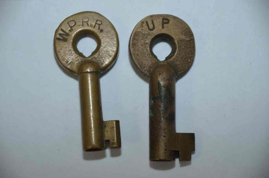 Two Brass Railroad KeysUnion Pacific and Western Pacific RR (726682
