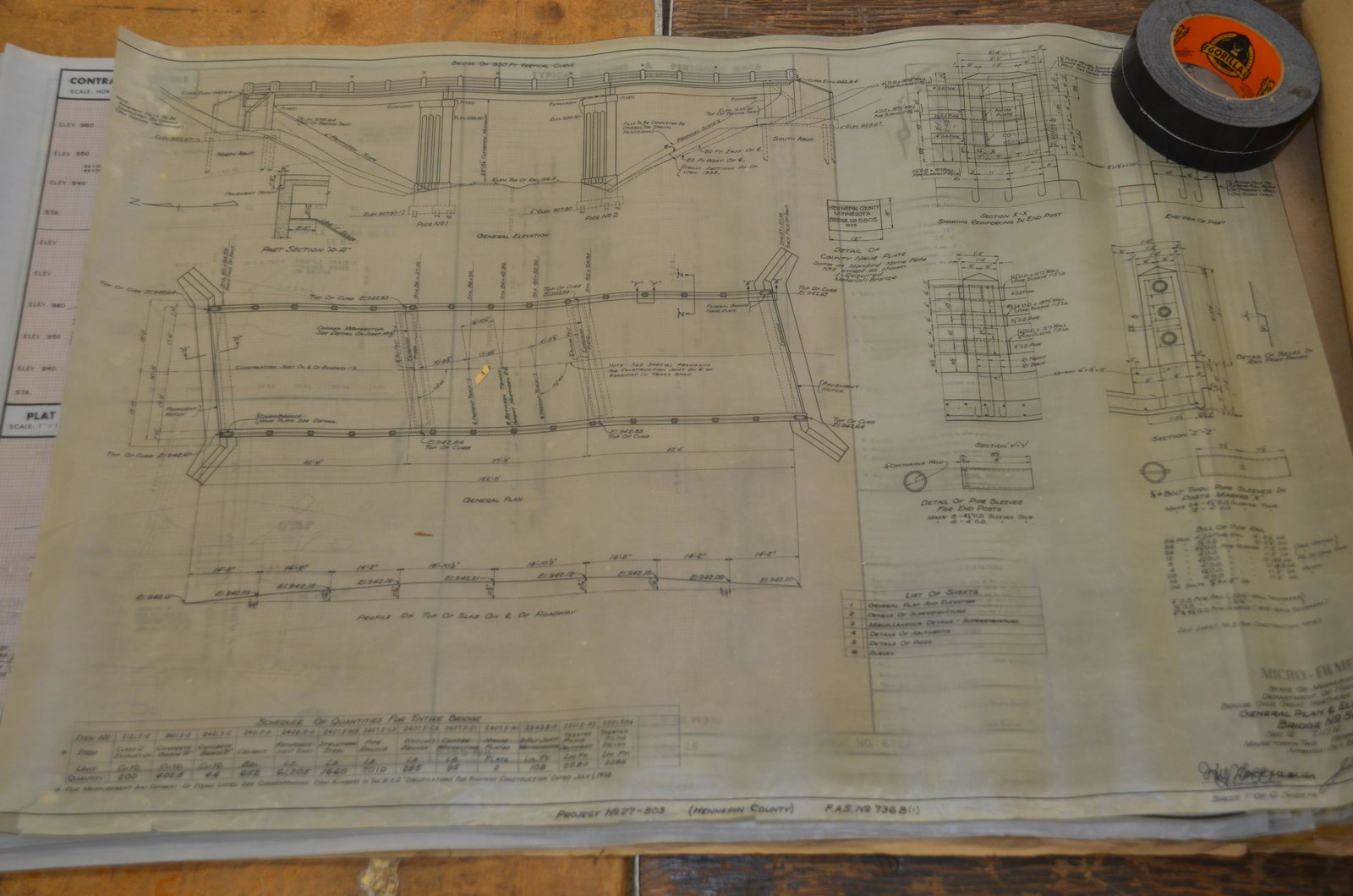 Over 90 Blueprints from Minnesota Rail and Road Bridges: This is a large selection of over 90 blueprints from railroad and road bridges in Minnesota. We have taken a sample photo to show you the style of the prints, which are on a plasticized paper for dura