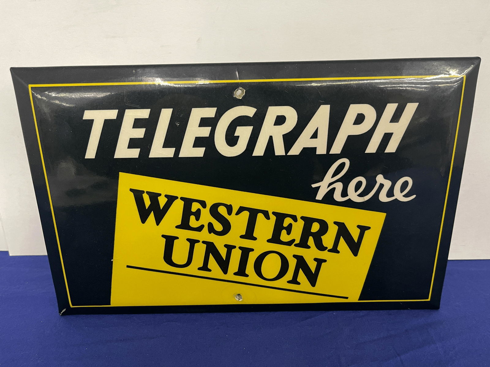 Western Union Tin Porcelain Depot Sign (1 of 5)