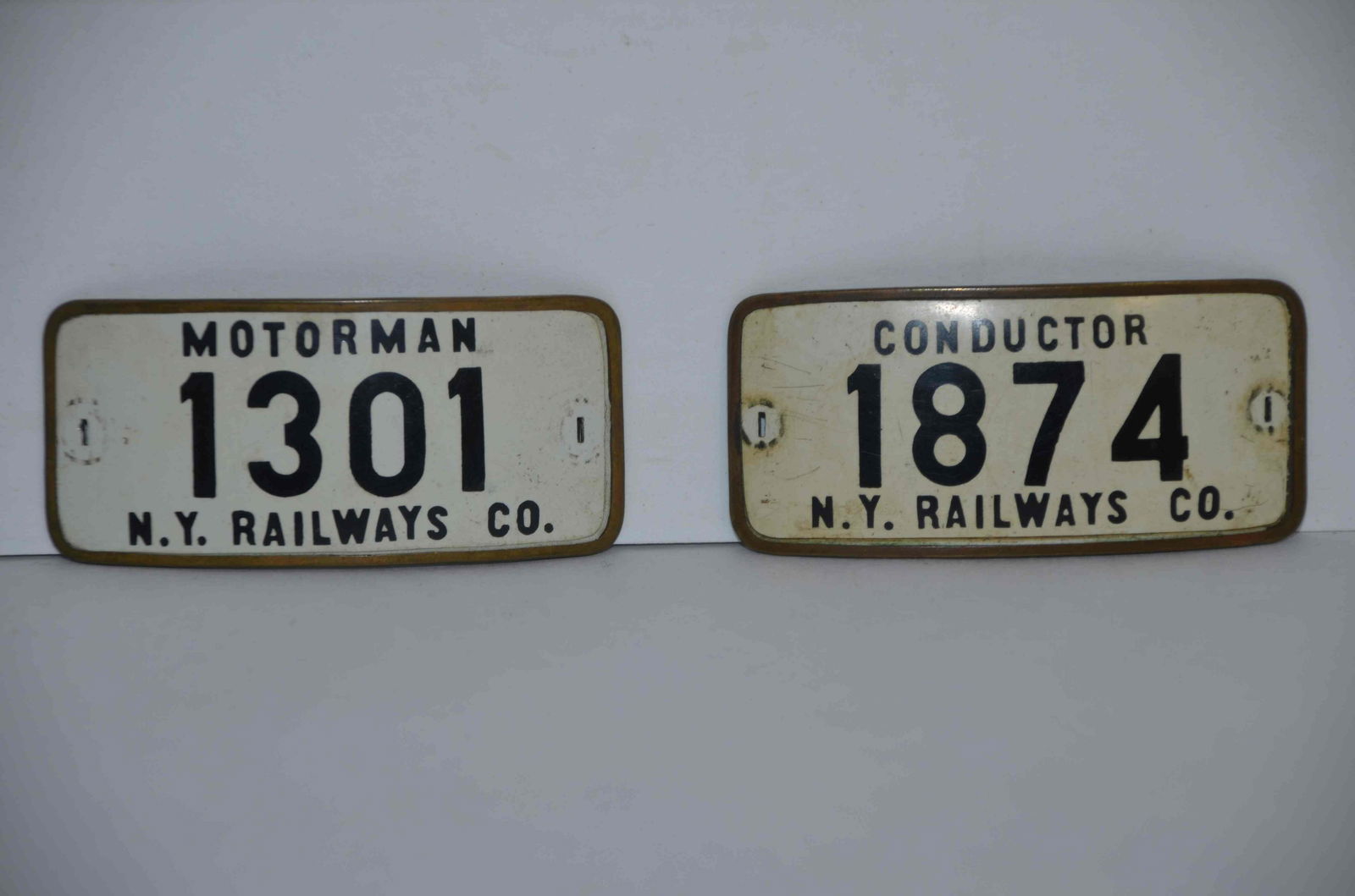 Two New York Railways Hat Badges-Conductor and Motorman (1 of 2)
