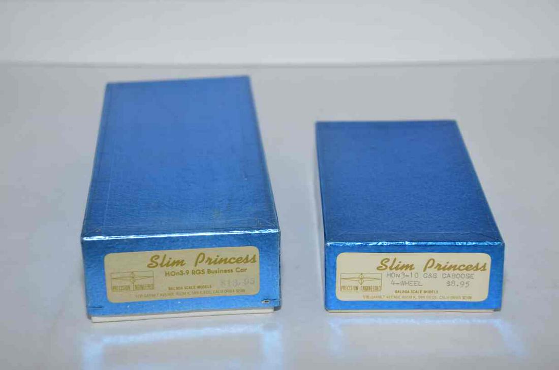Two Brass Slim Princess HOn3 Cars-Business Car and Caboose (1 of 2)