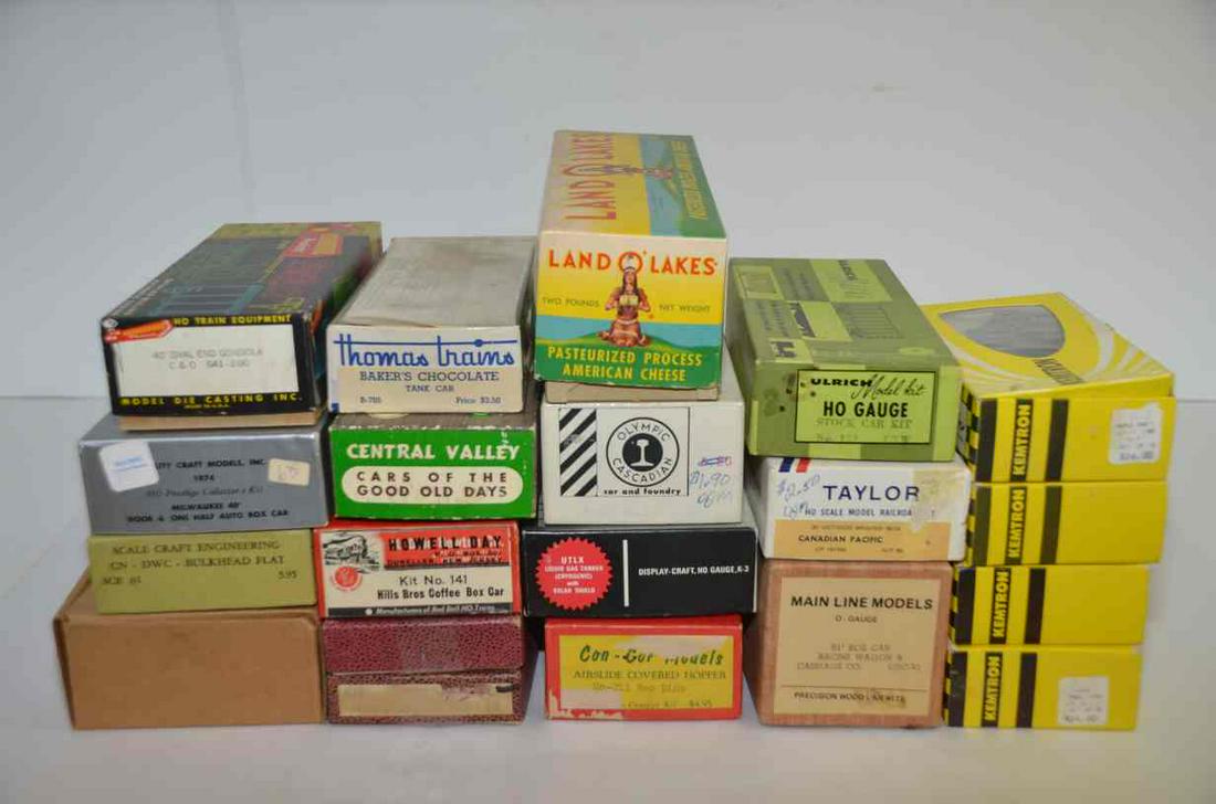 20 Mixed Wooden HO Scale Freight Car Kits (1 of 1)