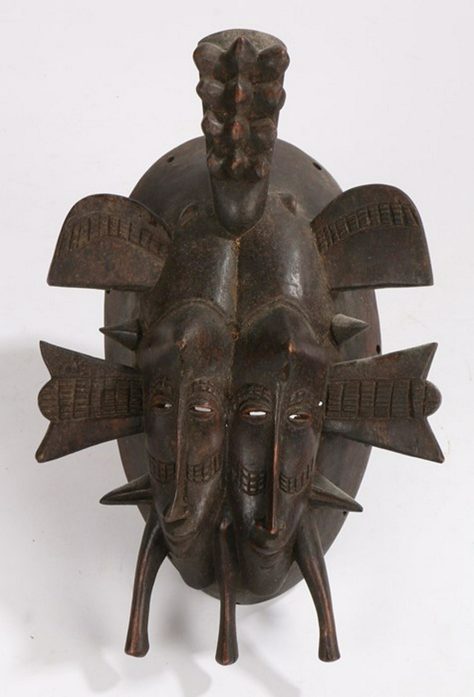 Senufo Kpeliye mask, Ivory Coast, with a dual mark to: Senufo Kpeliye mask, Ivory Coast, with a dual mark to the front, 31.5cm high - Stock Ref:8517-2