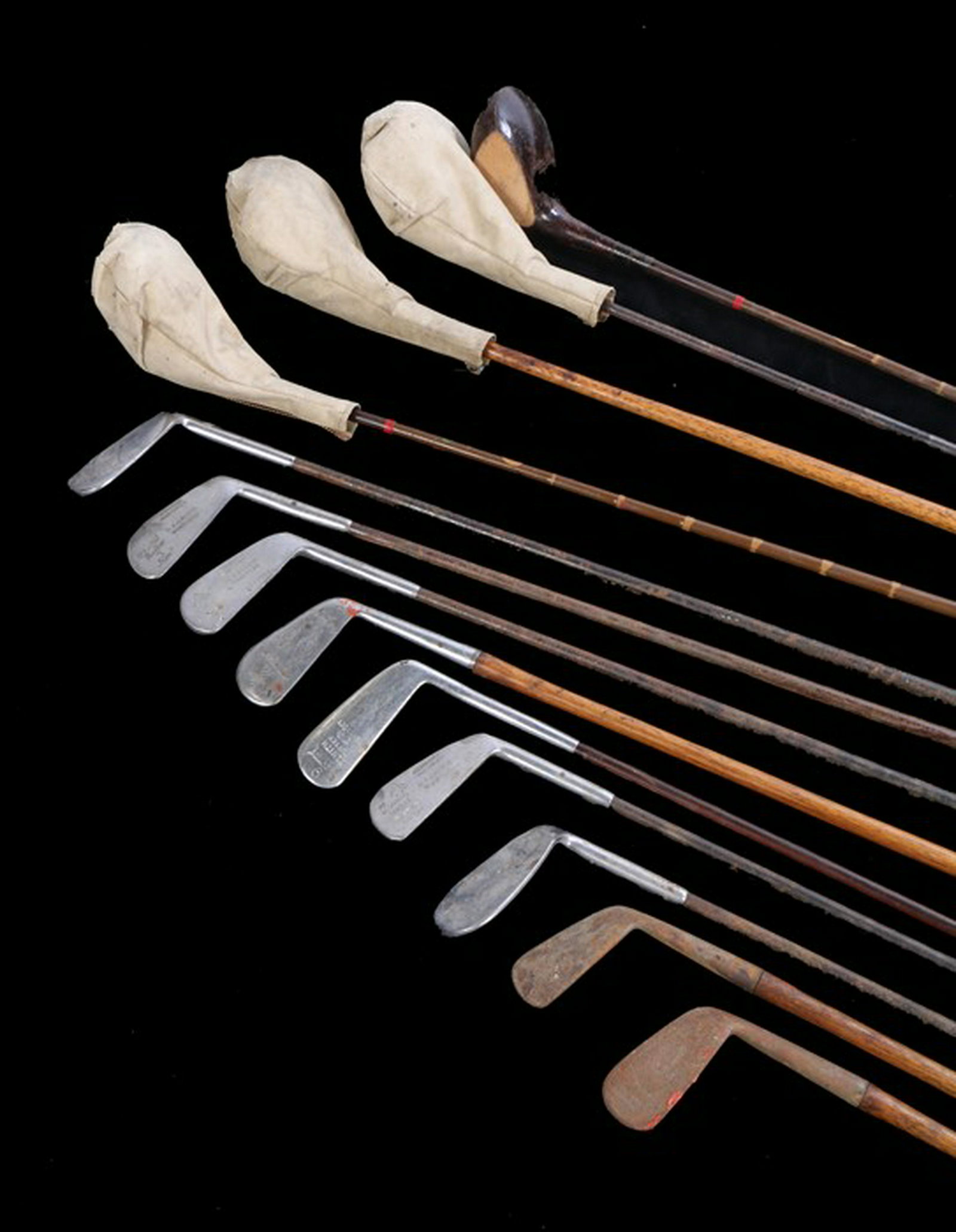 Collection of golf clubs, to include four woods seven: Collection of golf clubs, to include four woods seven irons and two putters (13) - Stock Ref:7238-7