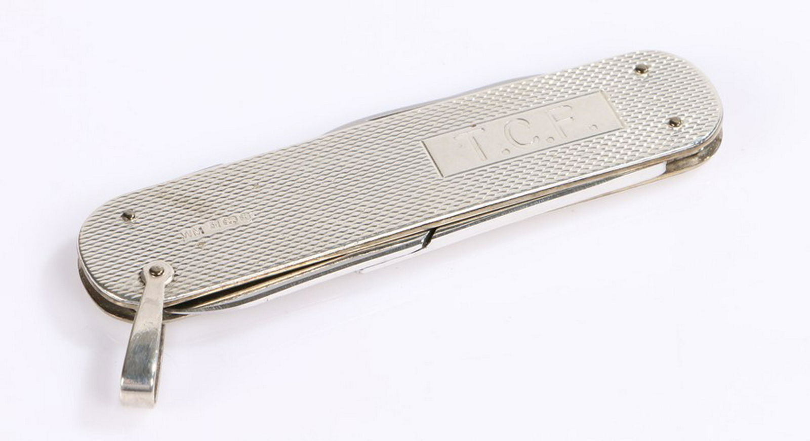 Elizabeth II engine turned silver pen knife, Birmingham (1 of 1)