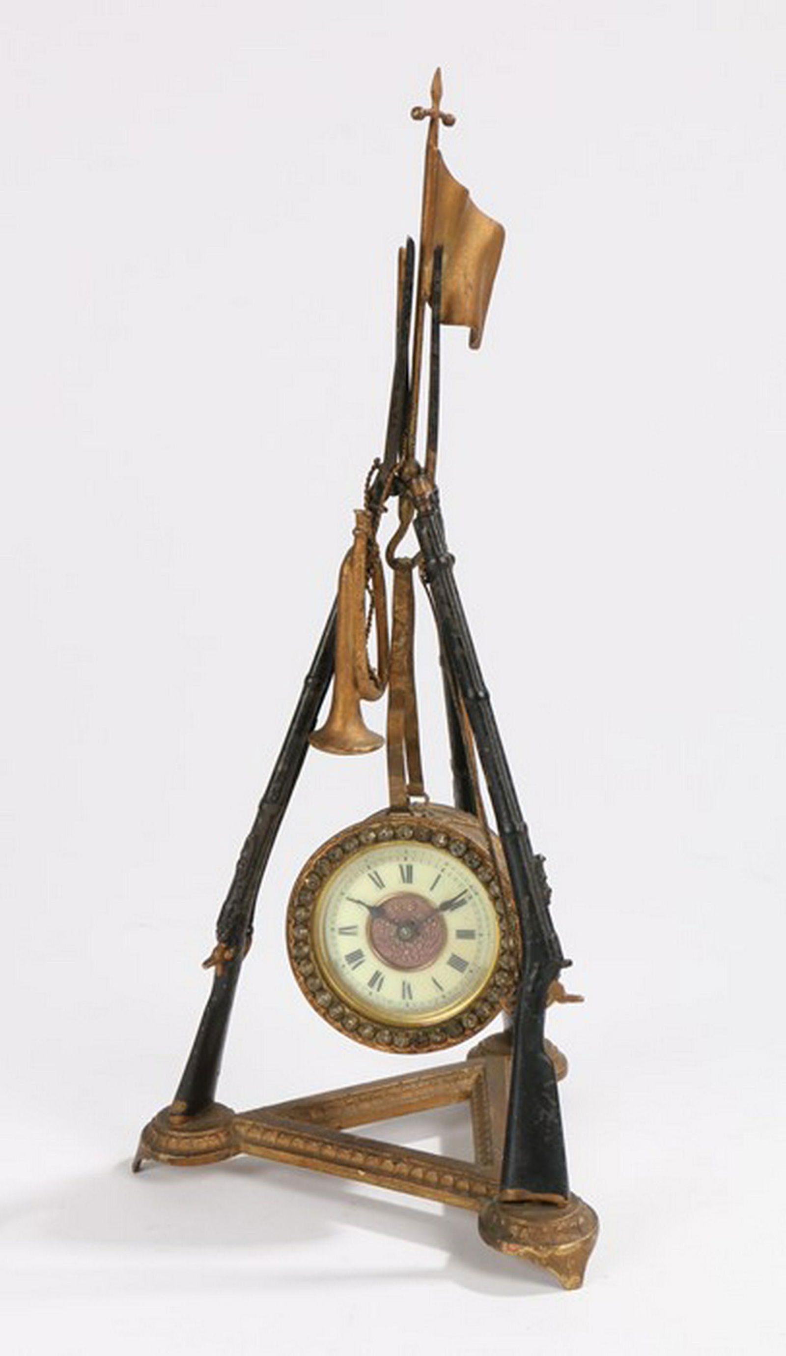 Desk clock, the frame in the form of three rifles with (1 of 1)