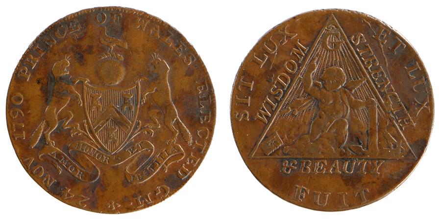British Masonic Token, copper Halfpenny, with (1 of 1)