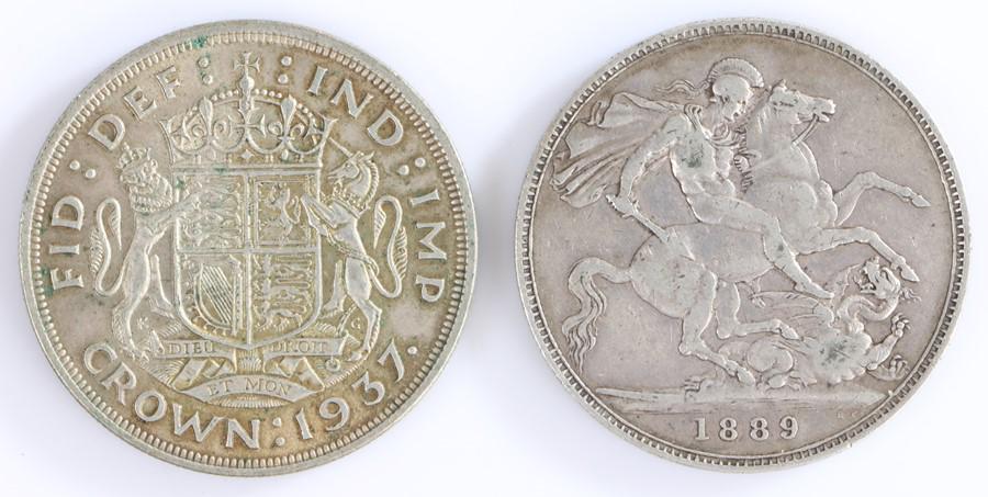 Victorian Crown, 1889, together with a George VI Crown (1 of 1)