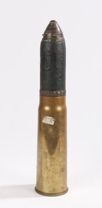 First World War 13 pdr shell with projectile and fuse,: First World War 13 pdr shell with projectile and fuse, for the 13 pdr Quick Firing Gun used by the Royal Horse Artillery, base of the shell case dated 1918, inert - Stock Ref:5366-21