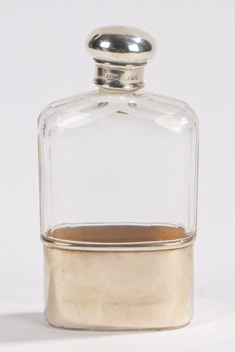 Edward VII silver mounted clear glass hip flask, London: Edward VII silver mounted clear glass hip flask, London 1907, maker Charles & George Asprey the flask with silver cap and detachable tot cup, 13cm high