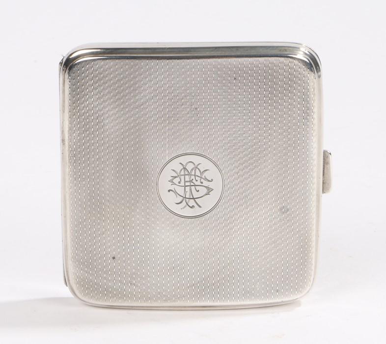 George V silver cigarette case, Birmingham 1924, maker: George V silver cigarette case, Birmingham 1924, maker Thomas William Lack, the engine turned exterior with monogrammed circular cartouche, 3.2oz