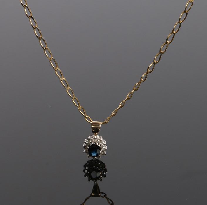 9 carat gold sapphire set pendant necklace, the (1 of 1)