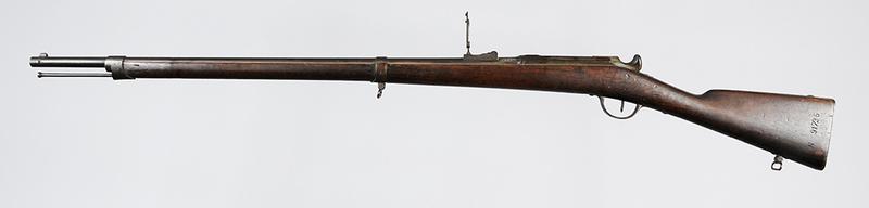 French St. Etienne Model 1866 Bolt Action Rifle: 11 mm, 32-1/2 in. barrel, S/N N91725, adjustable sight, barrel marked "S.1872", stock marked "N 91725", "J. Berthet" at trigger guard