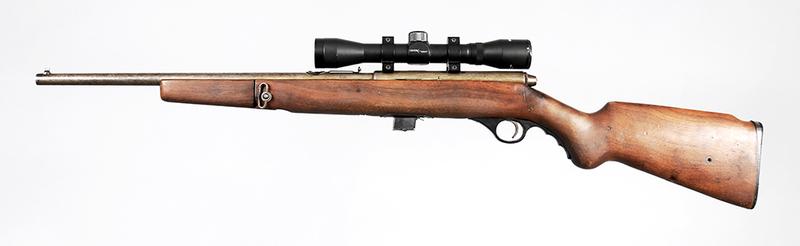 Mossberg Model 152K Semi Auto Rifle: .22 LR, 18 in. heavy barrel, NVSN, folding front stock "K Grip", detachable magazine, with Center Point 4x32 scope