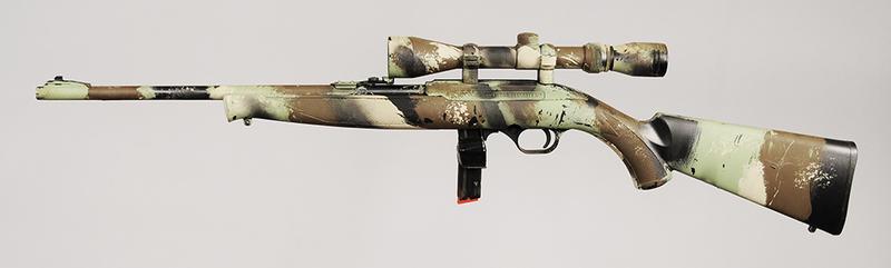 Mossberg Plinkster and Marlin 917 Rifles: Mossberg 702 Plinkster, .22 LR, 18 in. barrel, NVSN, with scope, two magazines, working condition, unprofessionally repainted; Marlin Model 917 VRX-17, .17 H.M.R., 22 in. heavy barrel, S/N MM10482D, w