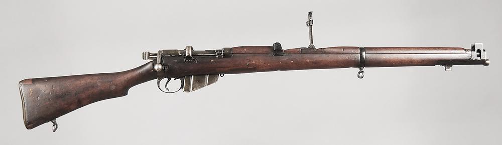 Ishapore 303 Lee Enfield No 1 MK III Rifle: S/N 92182, 24 in. barrel, 44-1/2 in. overall, 10 rd. detachable magazine, adjustable rear sight, stamped "G.P.I/1945/No.1.MK.III", "W" over crown mark under bolt and "No1 MKIII 303 INDIA", "512" stenc