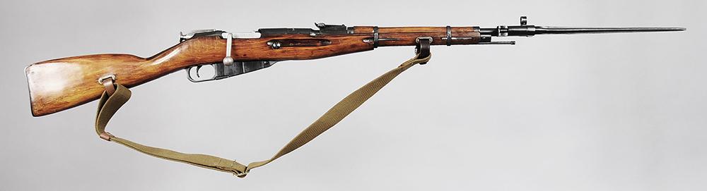 1944 Russian M44 Mosin Nagant Carbine: 7.62 x 54r, 5+1, S/N BM3017 matching on barrel, bolt, buttplate, and magazine floorplate, 20-1/2 in. barrel, factory turn down bolt, 5 round integral magazine, side folding spike bayonet, front globe 