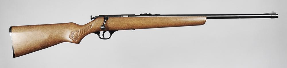Marlin Glenfield Model 10 Bolt Action Rifle: .22 S,L or LR, S/N 27453049, 22 in. barrel, carved wood stock, adjustable rear and fixed front sights