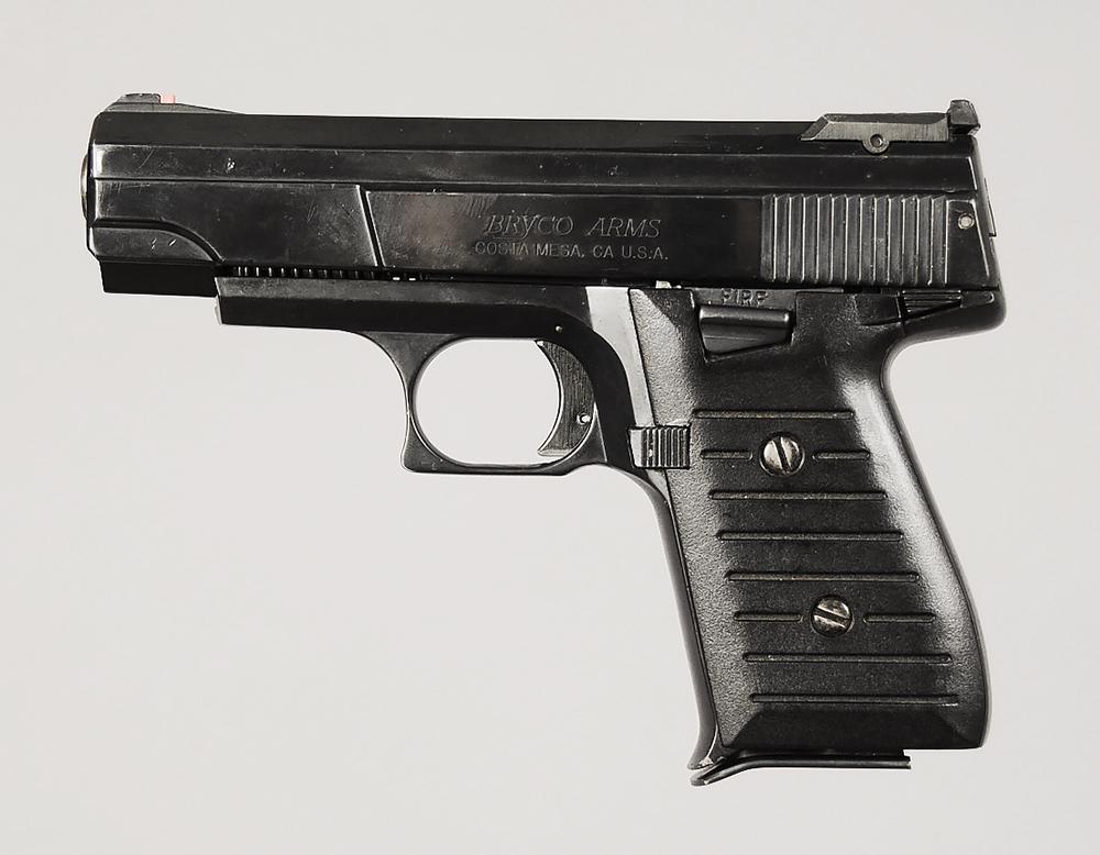 Bryco Arms Model Jennings Nine Pistol: 9mm, S/N 1416756, 3-3/4 in. barrel, two 12 rd. magazines, black plastic grips, with original box and paperwork