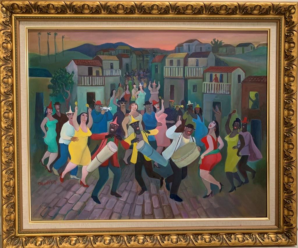 Dagoberto Rodriguez Sanchez, Cuban (b.1969) O/C: Dagoberto Rodriguez Sanchez, Cuban (born 1969) Modernist oil on canvas "La Conga". Signed lower right. Measures 24" x 30", frame measures 30" x 36". Very good condition. This item is too large to be s