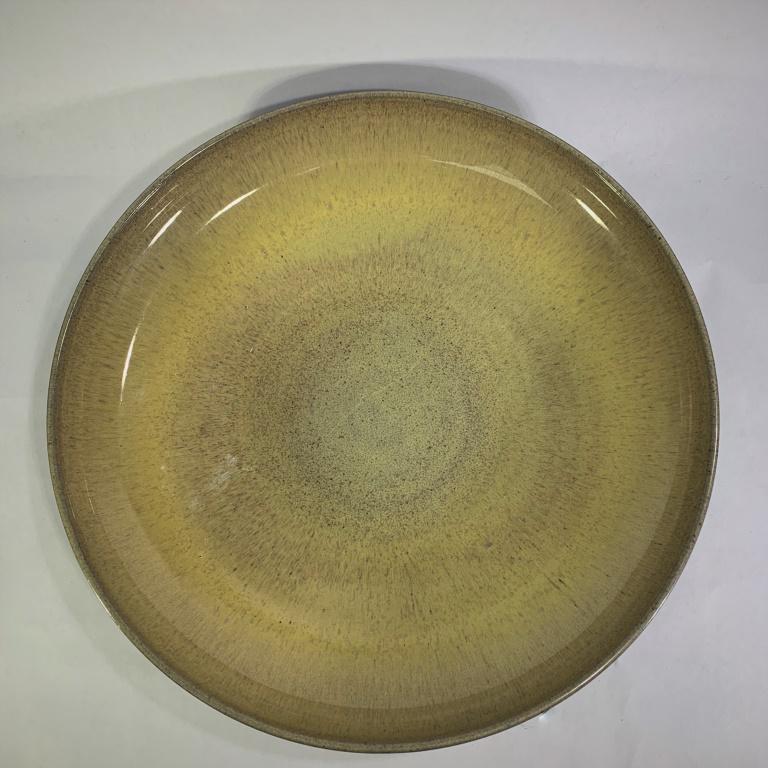 Edwin and Mary Scheier Pottery Bowl: Edwin and Mary Scheier Large Glazed Pottery Bowl. Signed. Very good condition. Measures 2-1/4" H x 12" dia. Domestic shipping $68.00 plus 2% insurance.