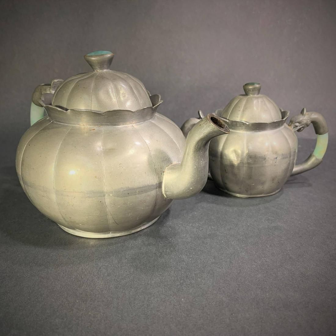 Chinese Pewter and Jade Table Top Items (1 of 5)