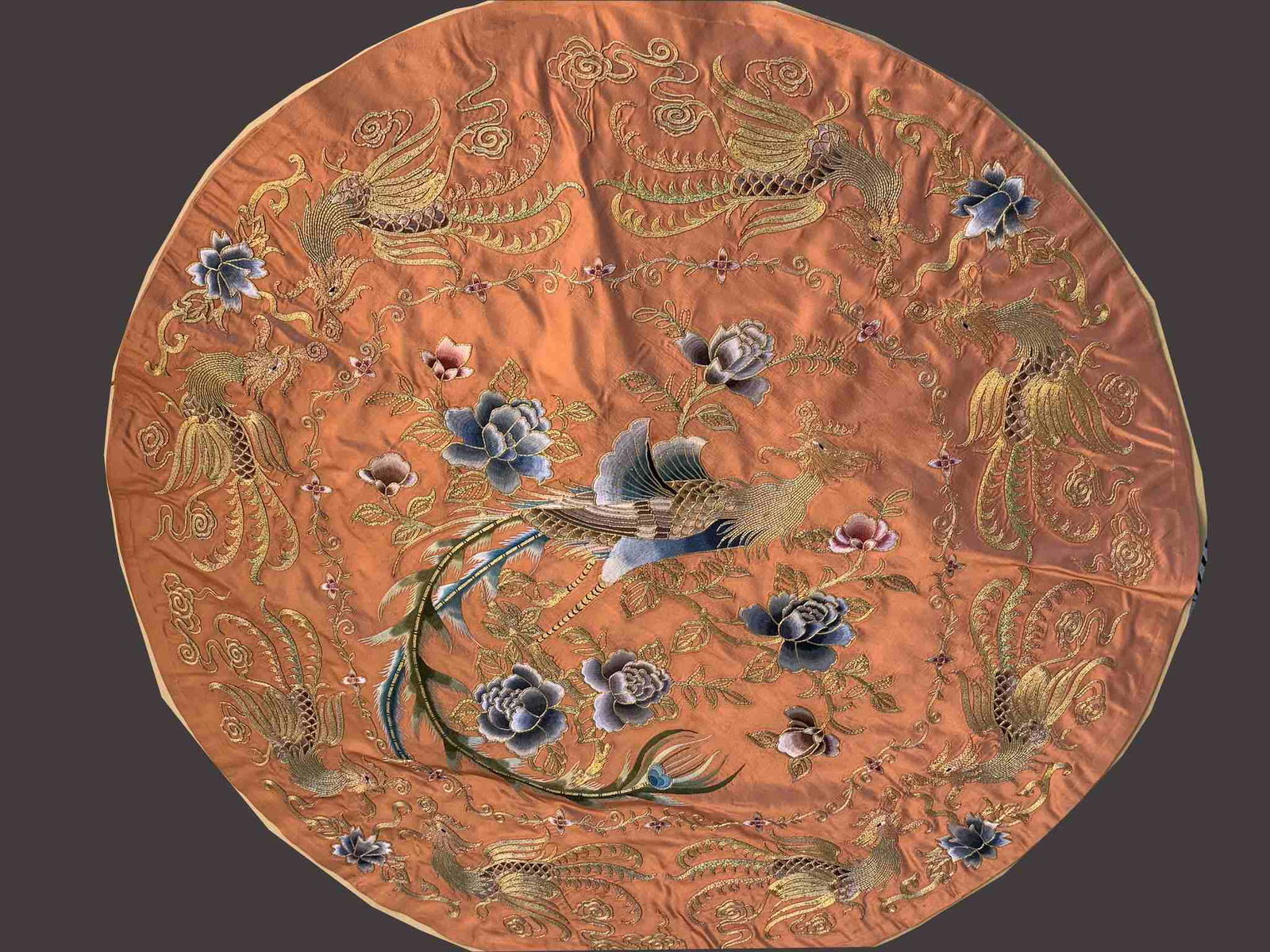 Chinese Silk Embroidered Multi Colored Panel (1 of 5)