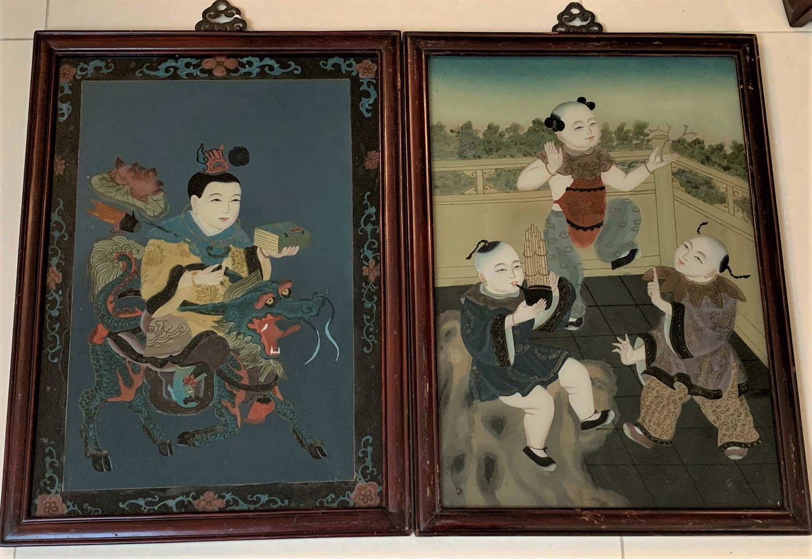 Two Antique Chinese Reverse Painted Panels (1 of 4)