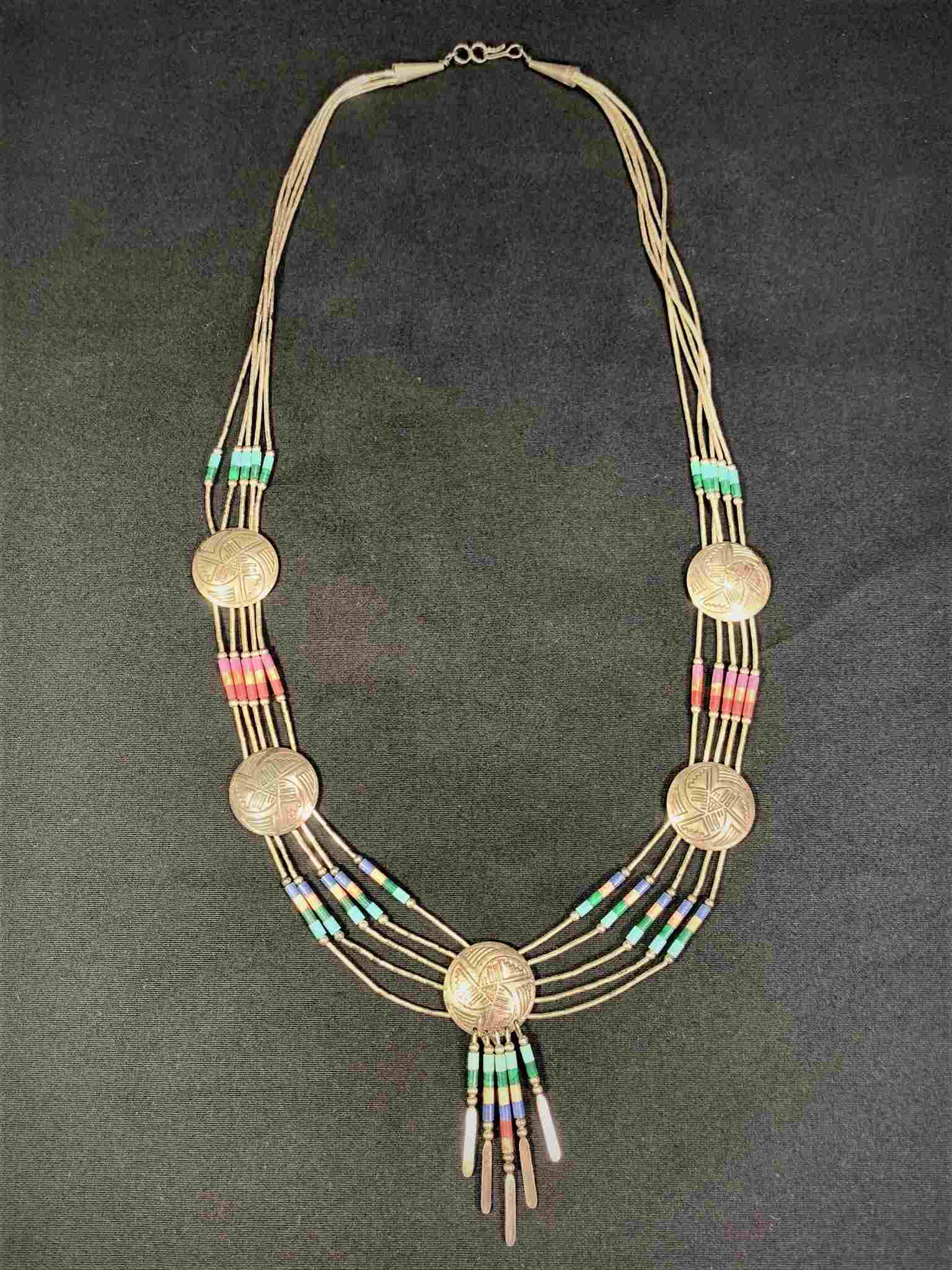 Vintage SW American Silver Beaded Necklace (1 of 5)