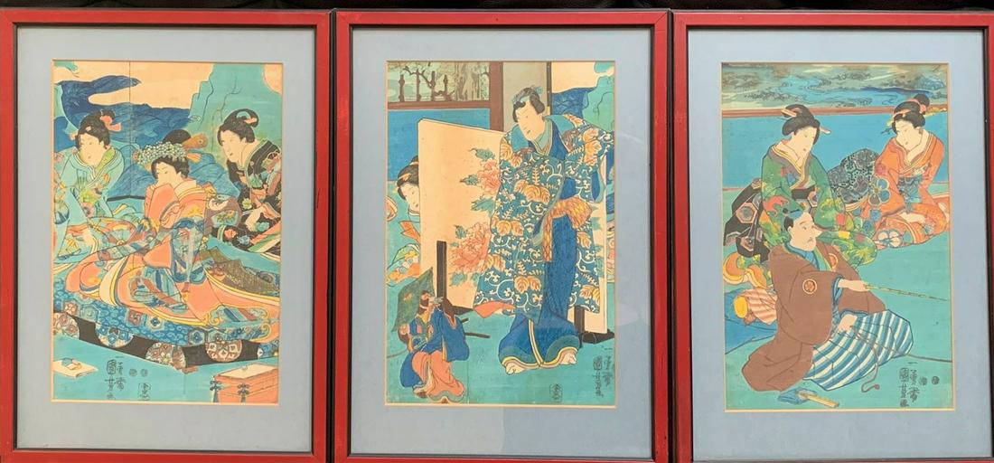 3 Vintage Japanese Color Woodblock Prints (1 of 5)