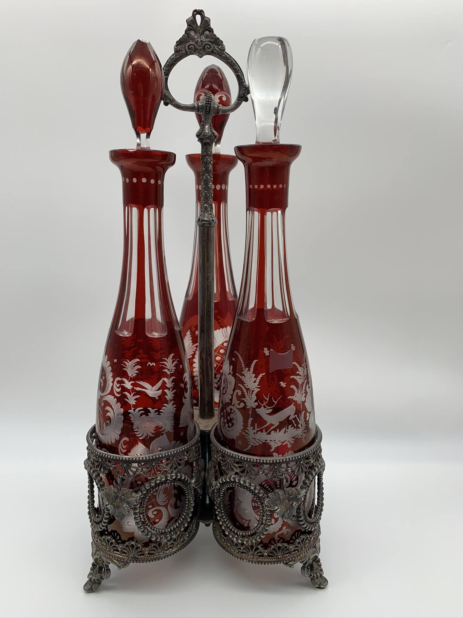 Antique Three Decanters Tantalus Set (1 of 5)