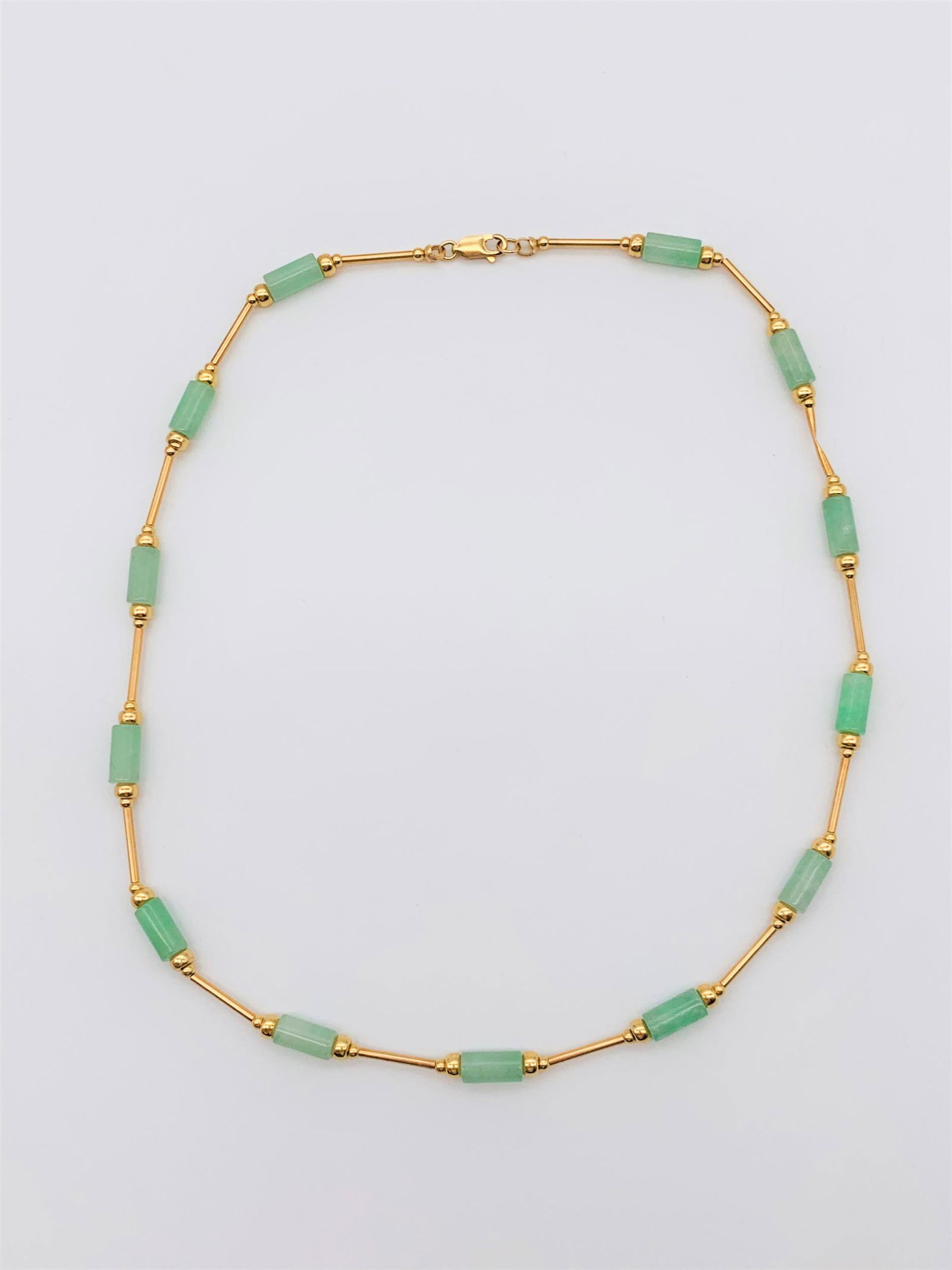 Vintage 14K Gold and Celadon Jade Necklace (1 of 4)