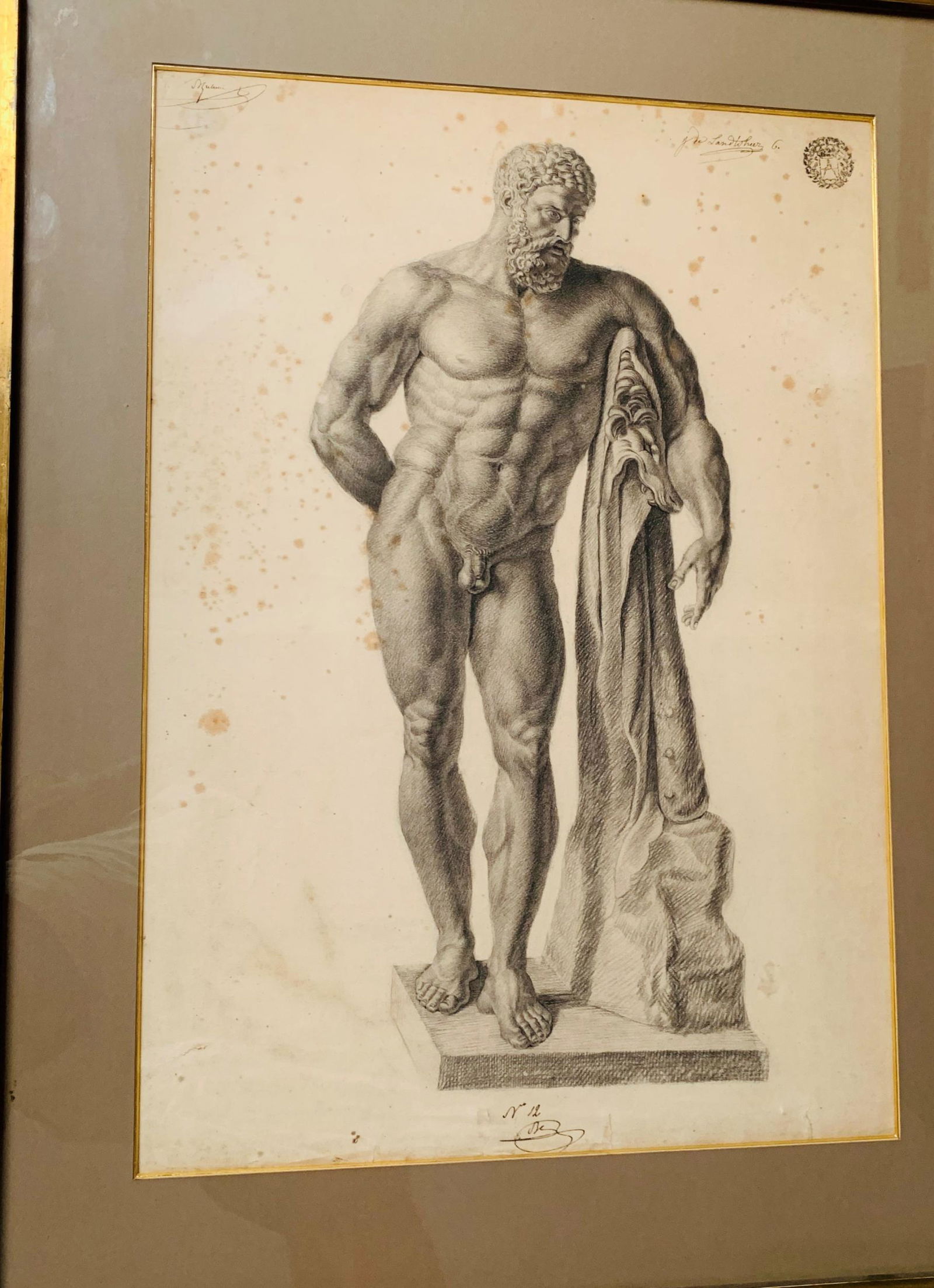 18/19th C. Drawing of Hercules (1 of 6)